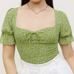 Reformation Delevan Top Arlo Green Size 8 NWT